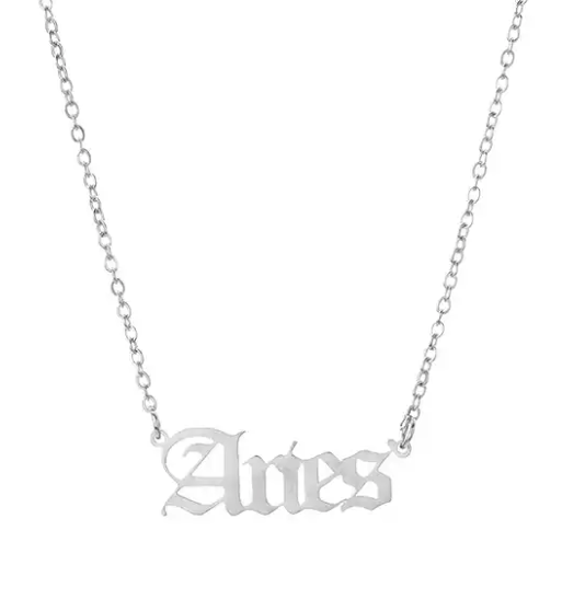 Silver Zodiac Name Necklace  [waterproof]