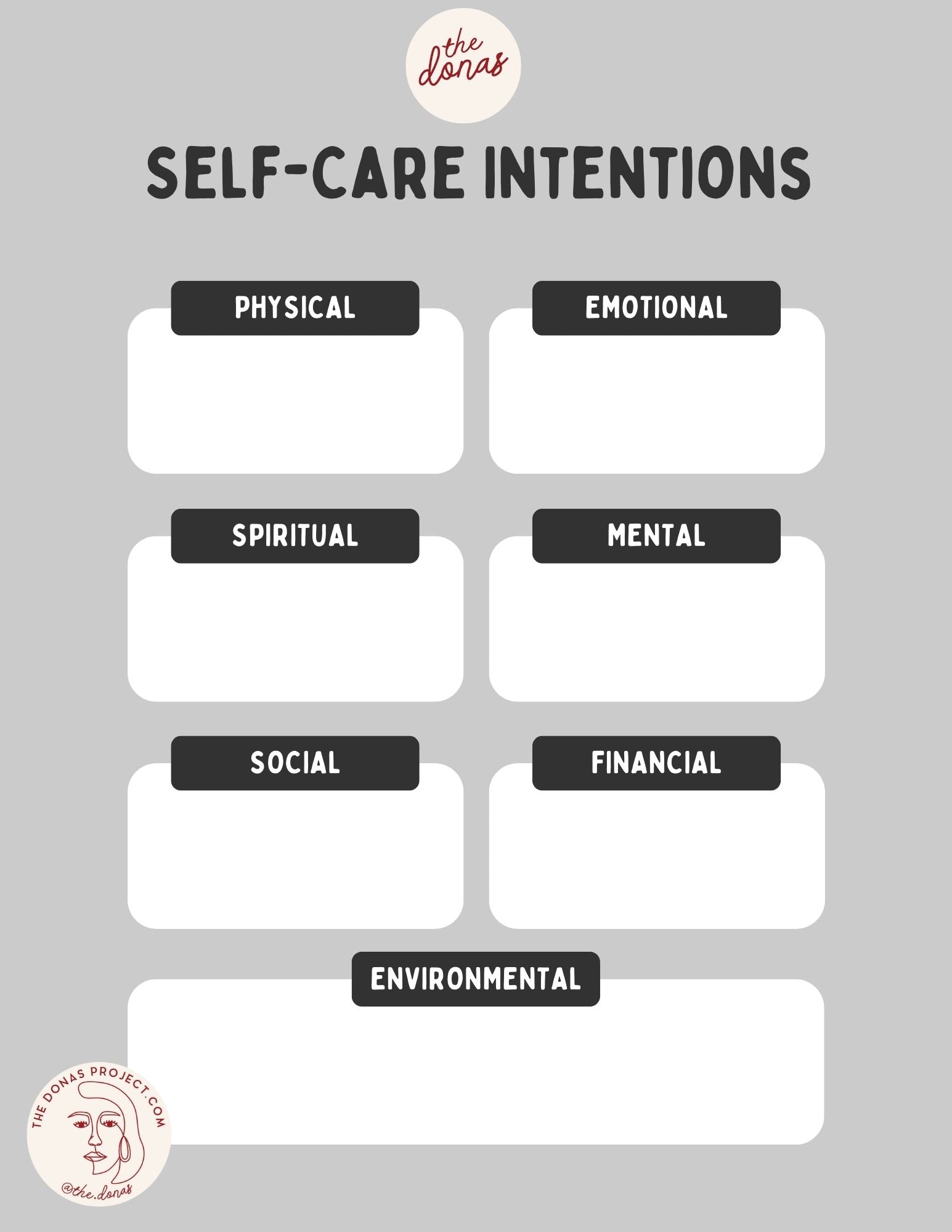 FREE Self Care Worksheet The Donas Free self care worksheet the donas